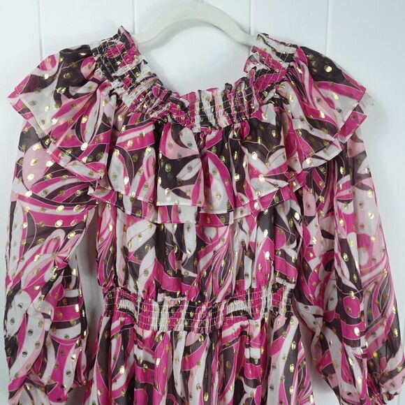 Beulah Style Womens Ruffled Smocked Tunic Large - Picture 6 of 14